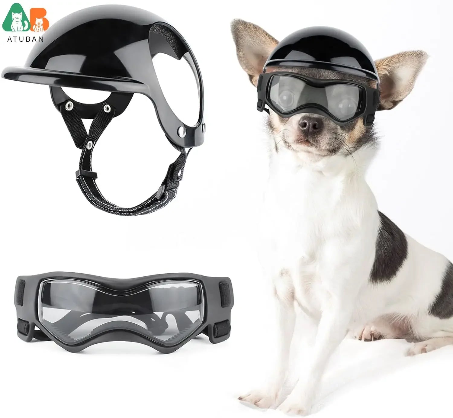 Protect Your Pup in Style: ATUBAN Dog Helmet and Goggles Set for Safe Motorcycle Rides