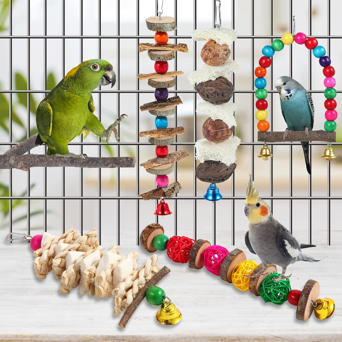 Exciting Wooden Bird Perch Toys - Perfect for Parakeets, Cockatiels, and Small Birds!