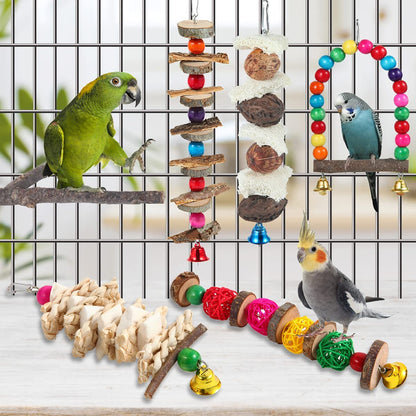 Exciting Wooden Bird Perch Toys - Perfect for Parakeets, Cockatiels, and Small Birds!