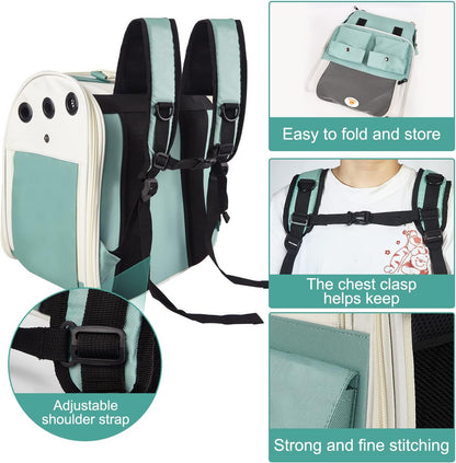 Adventure-Ready Cat Backpack Carrier - Airline Approved, Ventilated Design for Small Pets, Perfect for Hiking and Camping, Holds Up to 15 Pounds in Light Blue