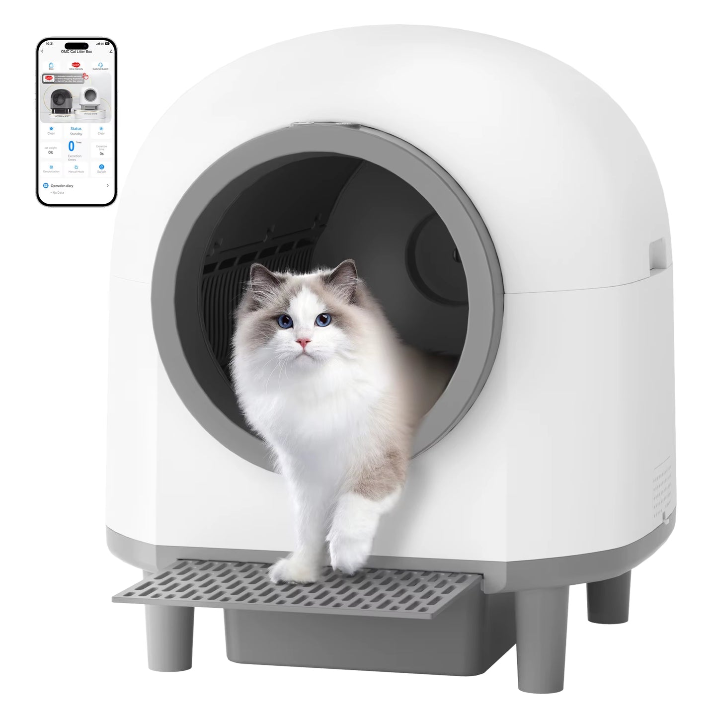 Revolutionary Self-Cleaning Automatic Cat Litter Box - Spacious 110L Smart Toilet with Safety Stairs and App Control