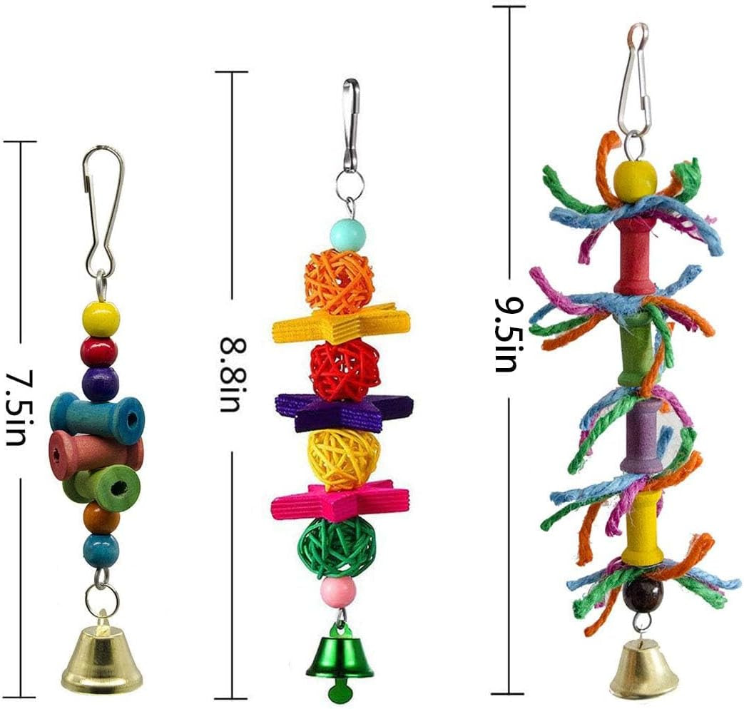 8-Pack Bird Swing and Chewing Toys - Perfect Parrot Hammock Bell Set for Small Birds Like Parakeets, Cockatiels, and Finches