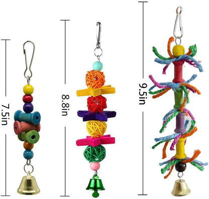 8-Pack Bird Swing and Chewing Toys - Perfect Parrot Hammock Bell Set for Small Birds Like Parakeets, Cockatiels, and Finches
