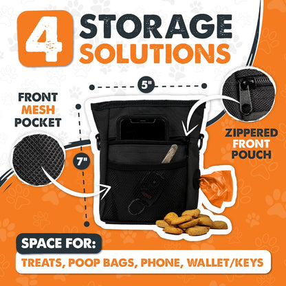 Revolutionary Dog Treat Pouch 2.0 | Hands-Free Pet Training Snack Bag with Magnetic Closure, Adjustable Strap, and Poop Bag Holder