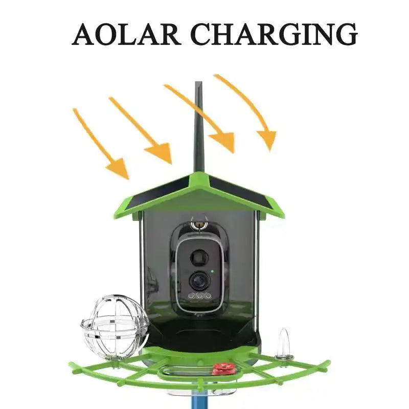 Capture Nature's Beauty with the Solar-Powered 2K HD Bird Feeder Camera - Instant Alerts for Birdwatching Enthusiasts!
