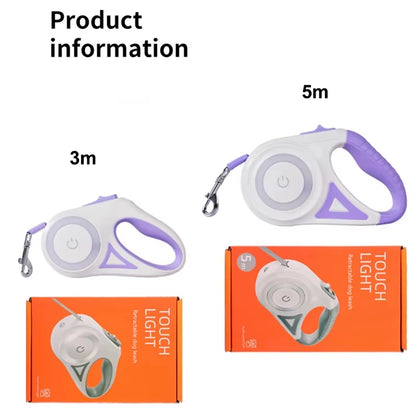Illuminate Your Walks: 3M/5M Automatic Retractable Dog Leash with Safety Flashlight and LED Glow for Night Adventures
