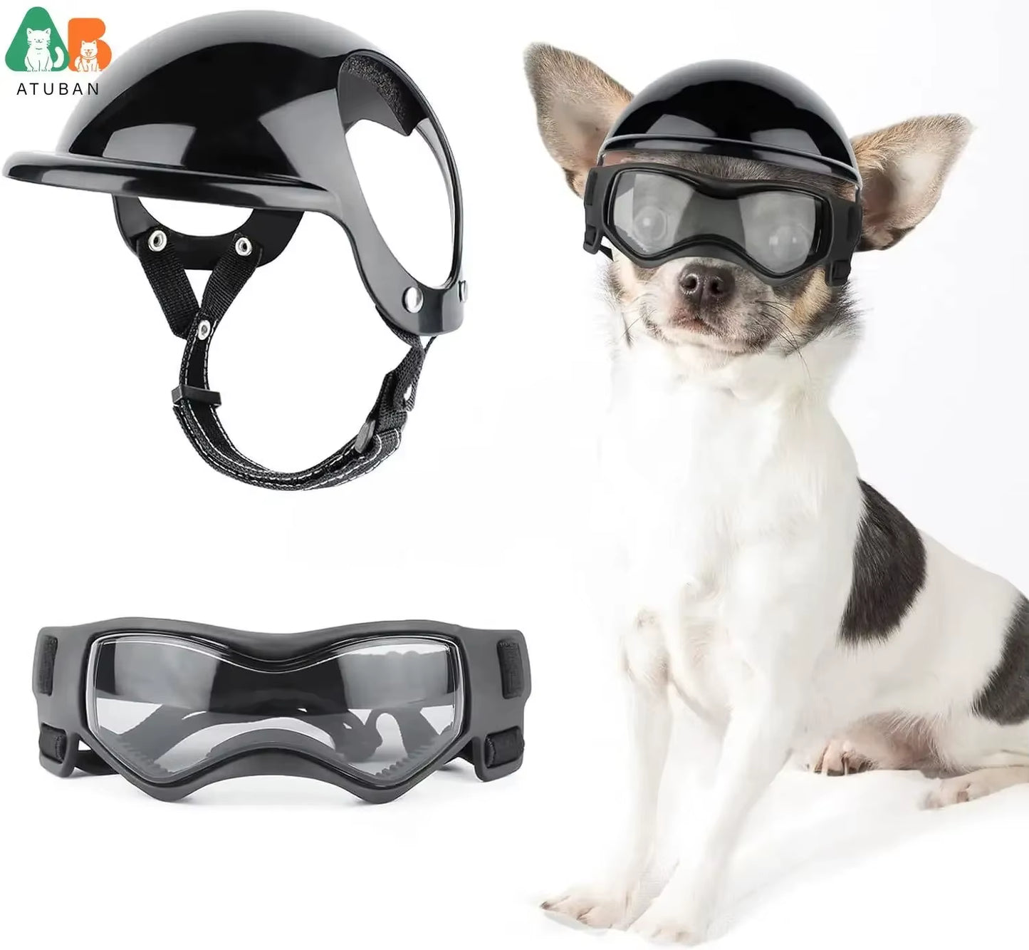 Protect Your Pup in Style: ATUBAN Dog Helmet and Goggles Set for Safe Motorcycle Rides