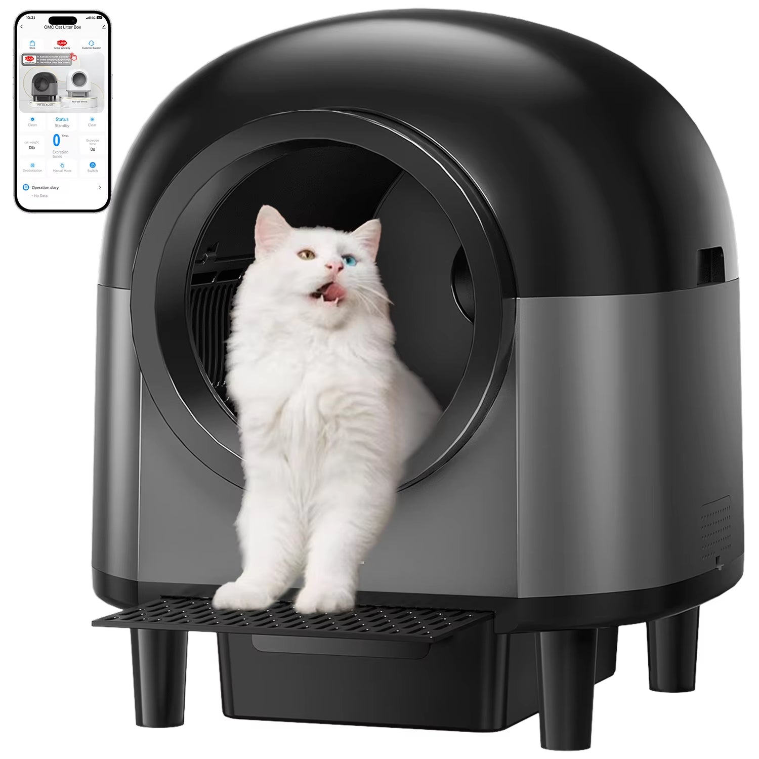 Revolutionary Self-Cleaning Automatic Cat Litter Box - Spacious 110L Smart Toilet with Safety Stairs and App Control