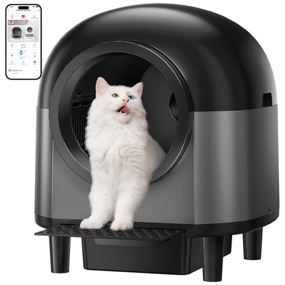 Revolutionary Self-Cleaning Automatic Cat Litter Box - Spacious 110L Smart Toilet with Safety Stairs and App Control
