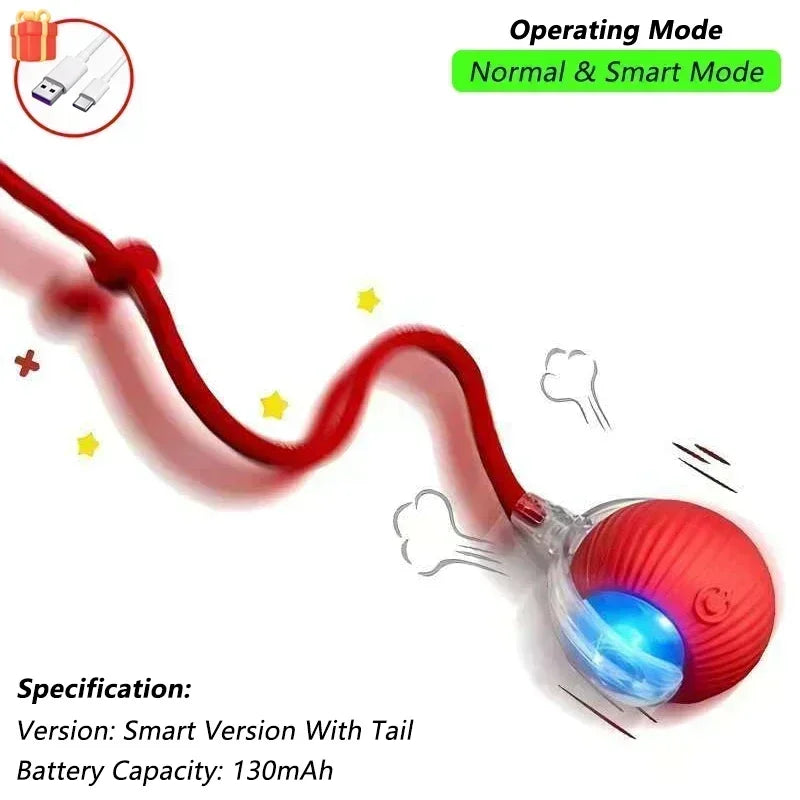 Exciting Interactive Cat Ball Toy - Rechargeable Automatic Rolling Ball with Tail for Endless Playtime Fun!
