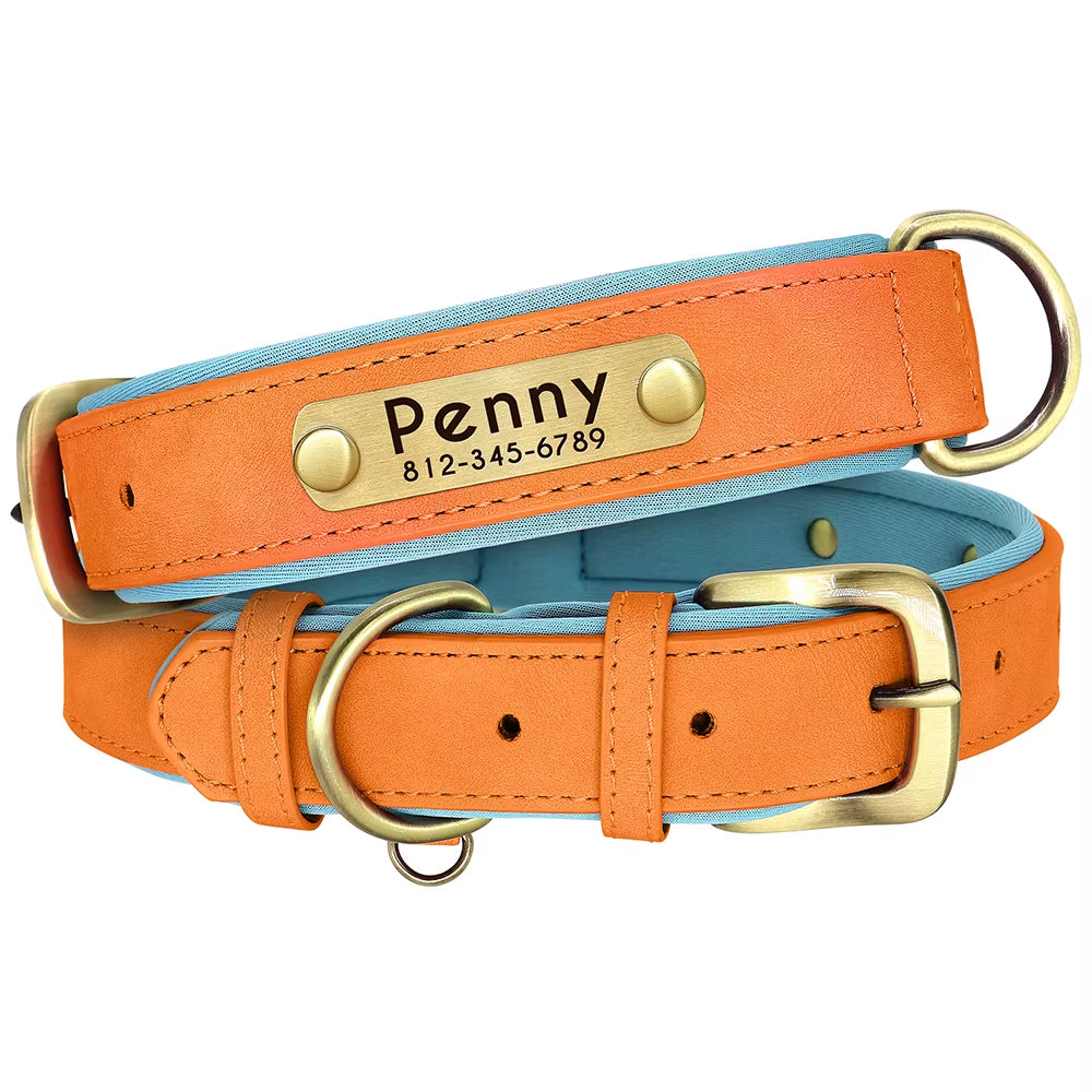Personalized PU Leather Dog Collar with Free Engraving - Soft, Adjustable, and Perfect for All Breeds!