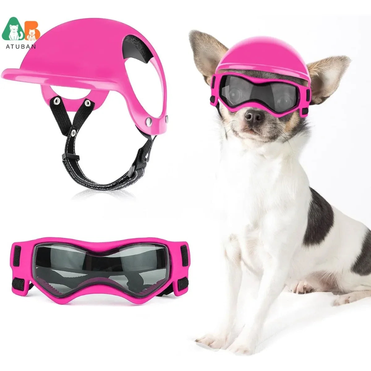 Protect Your Pup in Style: ATUBAN Dog Helmet and Goggles Set for Safe Motorcycle Rides