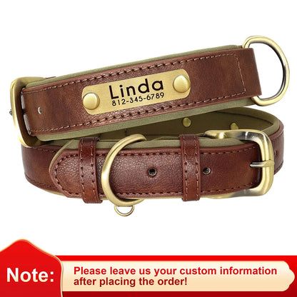 Personalized PU Leather Dog Collar with Free Engraving - Soft, Adjustable, and Perfect for All Breeds!