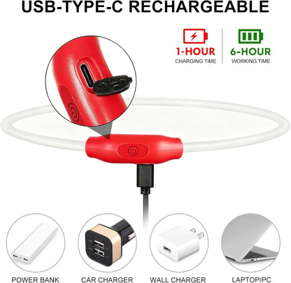 Illuminate Your Dog's Safety: 2-Pack Rechargeable LED Collars in Vibrant Red & Pink for All Breeds