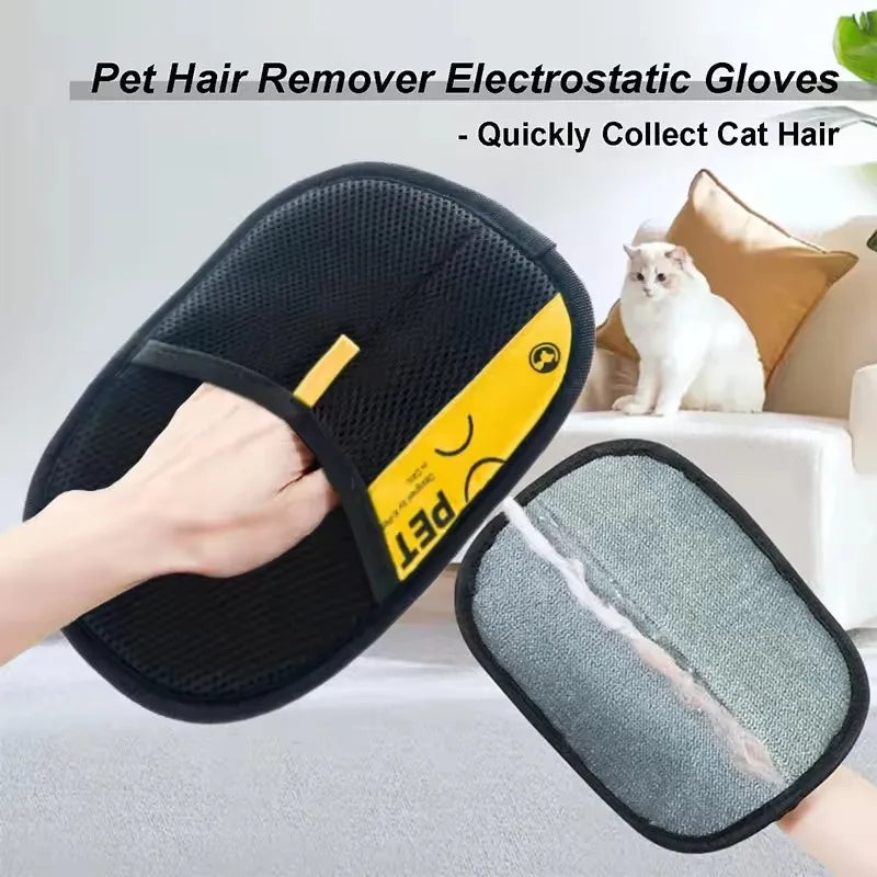 Revolutionary Pet Grooming Gloves - Effortlessly Remove Hair and Lint with 2-in-1 Design!
