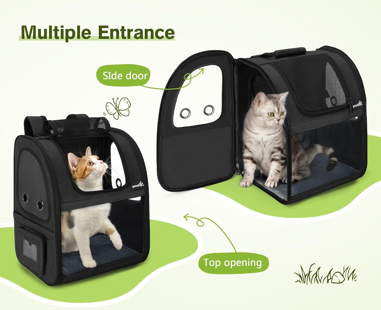 Ultimate Expandable Dog Carrier Backpack - Perfect for Small Dogs & Cats up to 18 Lbs, Waterproof & Breathable Design for Hiking, Travel, and Outdoor Adventures in Sleek Black