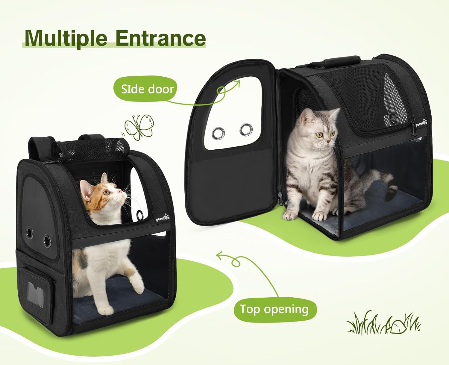 Ultimate Expandable Dog Carrier Backpack - Perfect for Small Dogs & Cats up to 18 Lbs, Waterproof & Breathable Design for Hiking, Travel, and Outdoor Adventures in Sleek Black