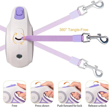Illuminate Your Walks: 3M/5M Automatic Retractable Dog Leash with Safety Flashlight and LED Glow for Night Adventures
