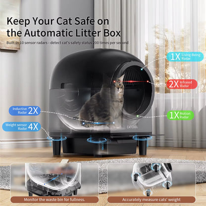 Revolutionary Self-Cleaning Automatic Cat Litter Box - Spacious 110L Smart Toilet with Safety Stairs and App Control