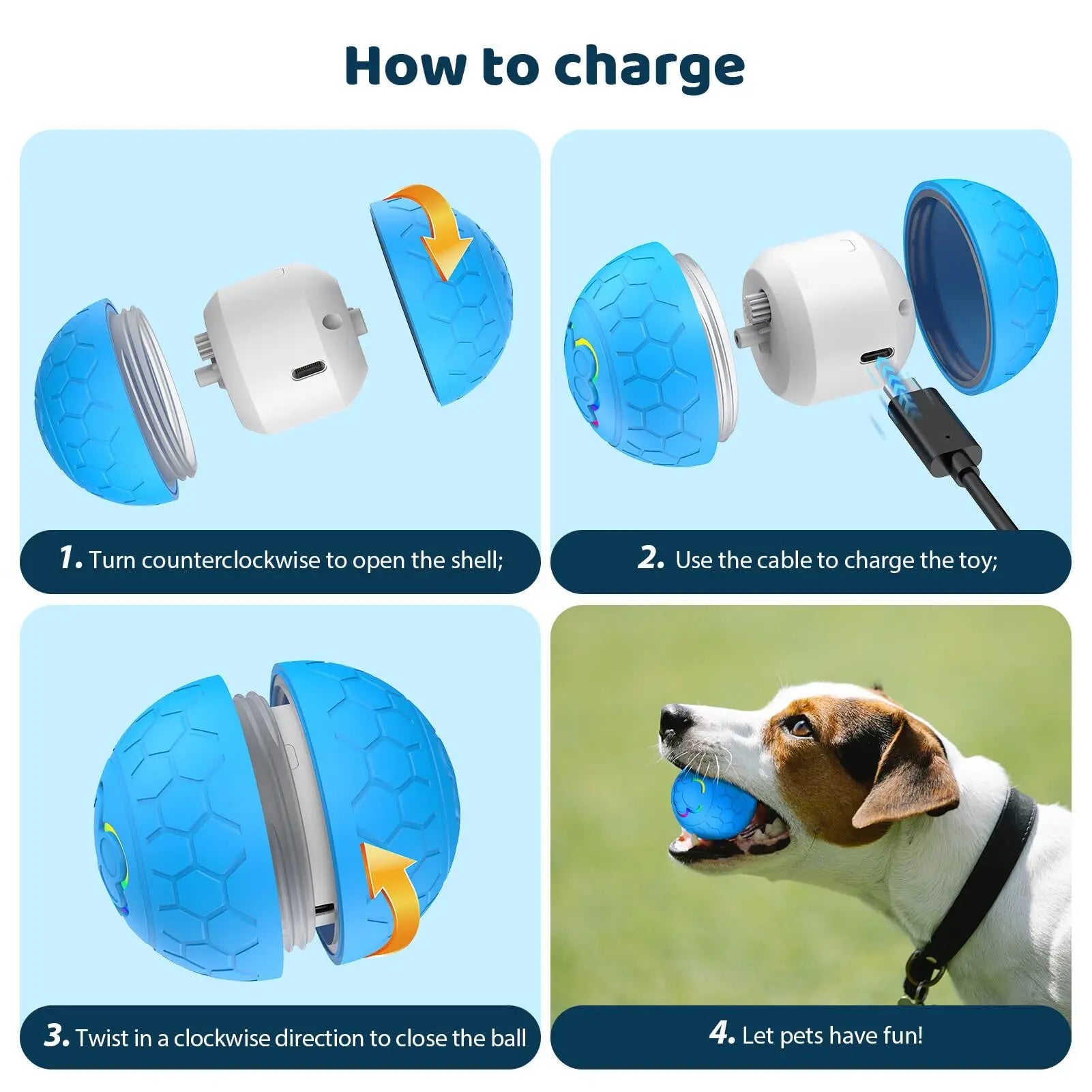 Interactive Smart Dog Toy Ball with RGB Lights - Automatic Bouncing & Rolling Fun for Your Pet