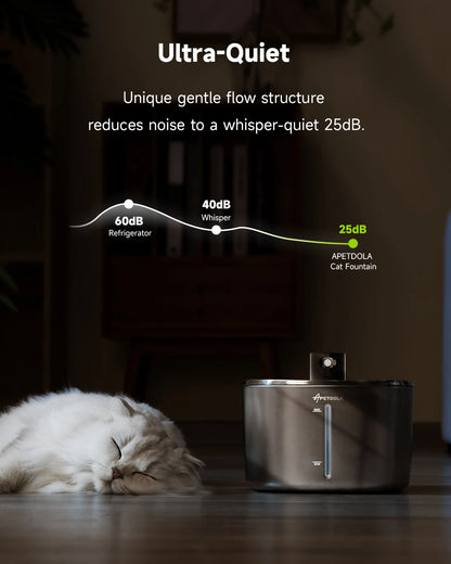 Ultimate Wireless Cat Water Fountain - Stainless Steel 135Floz/4L Battery-Powered Automatic Dispenser for Happy, Hydrated Pets
