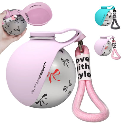 Stay Hydrated on the Go: 2-In-1 Leak-Proof Portable Dog Water Bottle for Small Dogs - Stainless Steel & Silicone Design