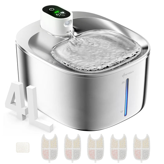 Ultimate Wireless Cat Water Fountain - Stainless Steel 135Floz/4L Battery-Powered Automatic Dispenser for Happy, Hydrated Pets