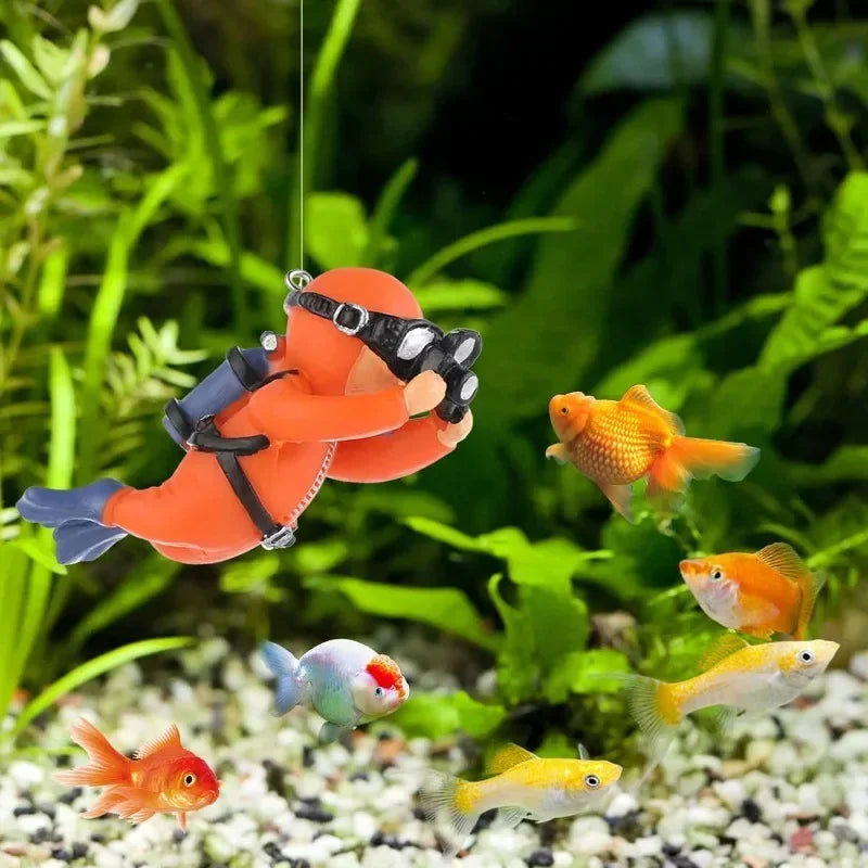 Transform Your Aquarium with 3PCS Cartoon Diver Decor - Floating Mermaid Fish Tank Accessories