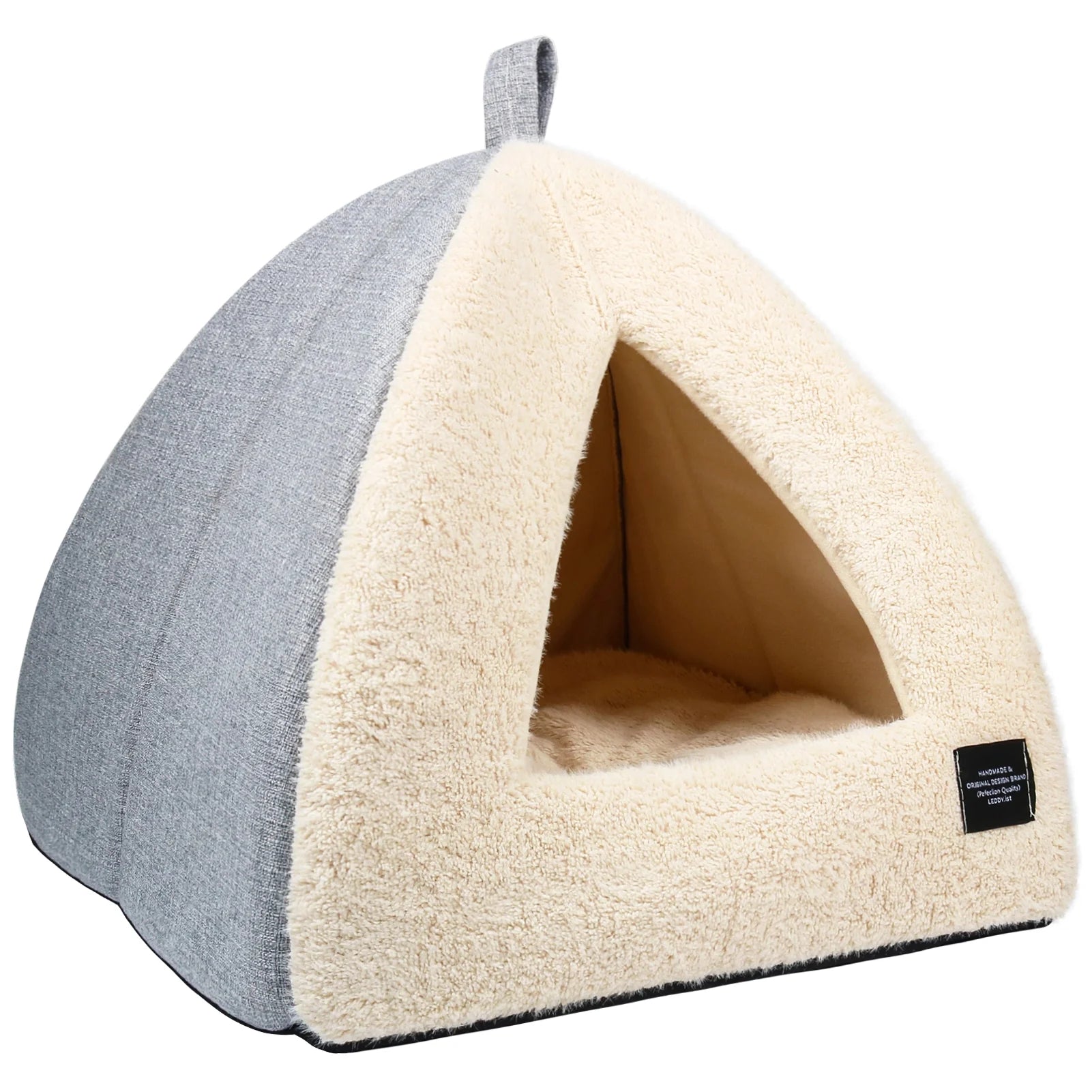 Cozy Triangle Cat Bed with Removable Cushion - Perfect for Cats and Dogs in Silver Gray