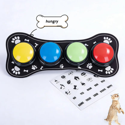 Engage Your Pet with 4PCS Interactive Dog Communication Buttons - Voice Recording & Nonslip Mat for Effective Training and Play!