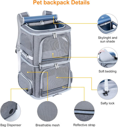 Ultimate Double Cat and Dog Carrier Backpack - Perfect for Traveling with Your Pets in Comfort and Style!
