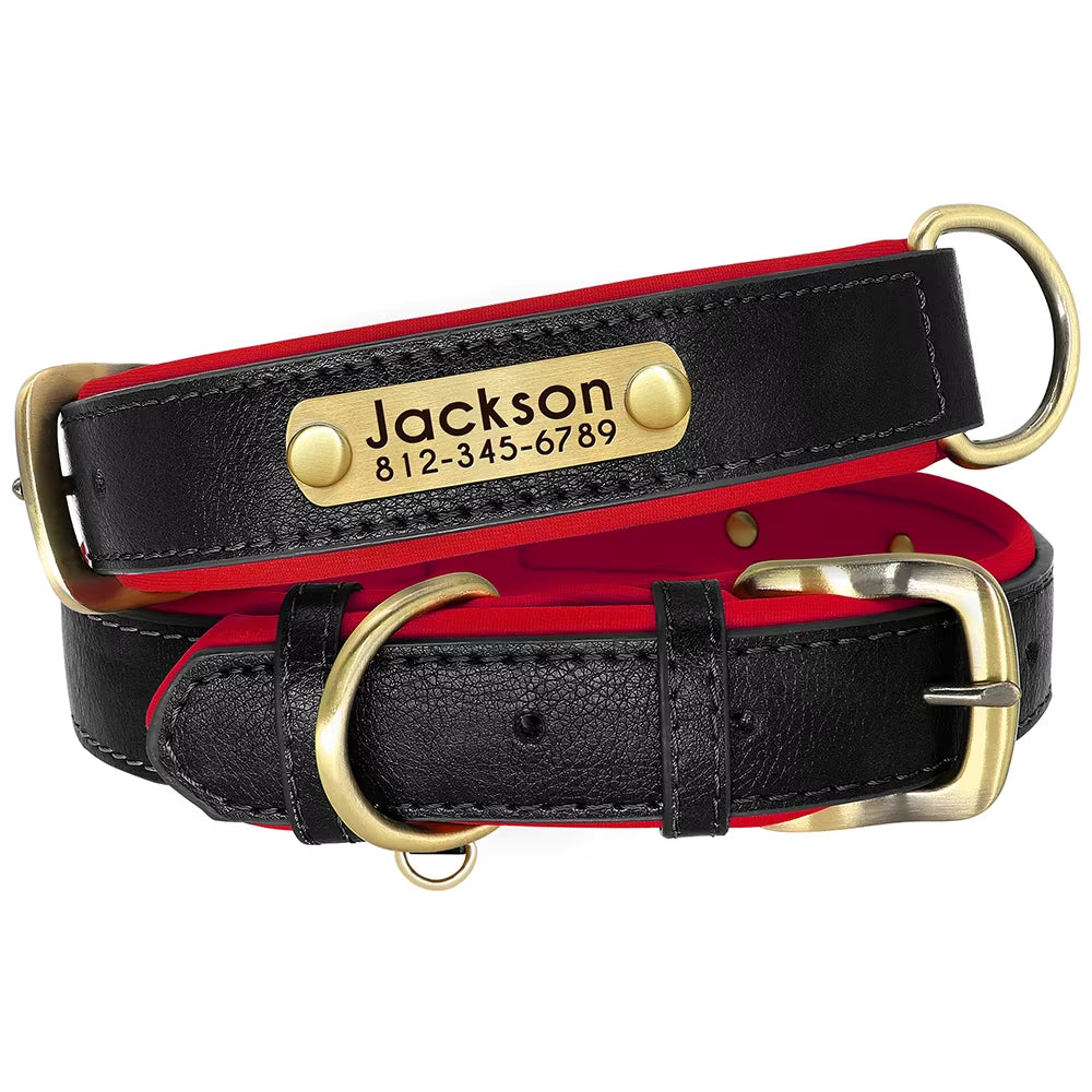 Personalized PU Leather Dog Collar with Free Engraving - Soft, Adjustable, and Perfect for All Breeds!