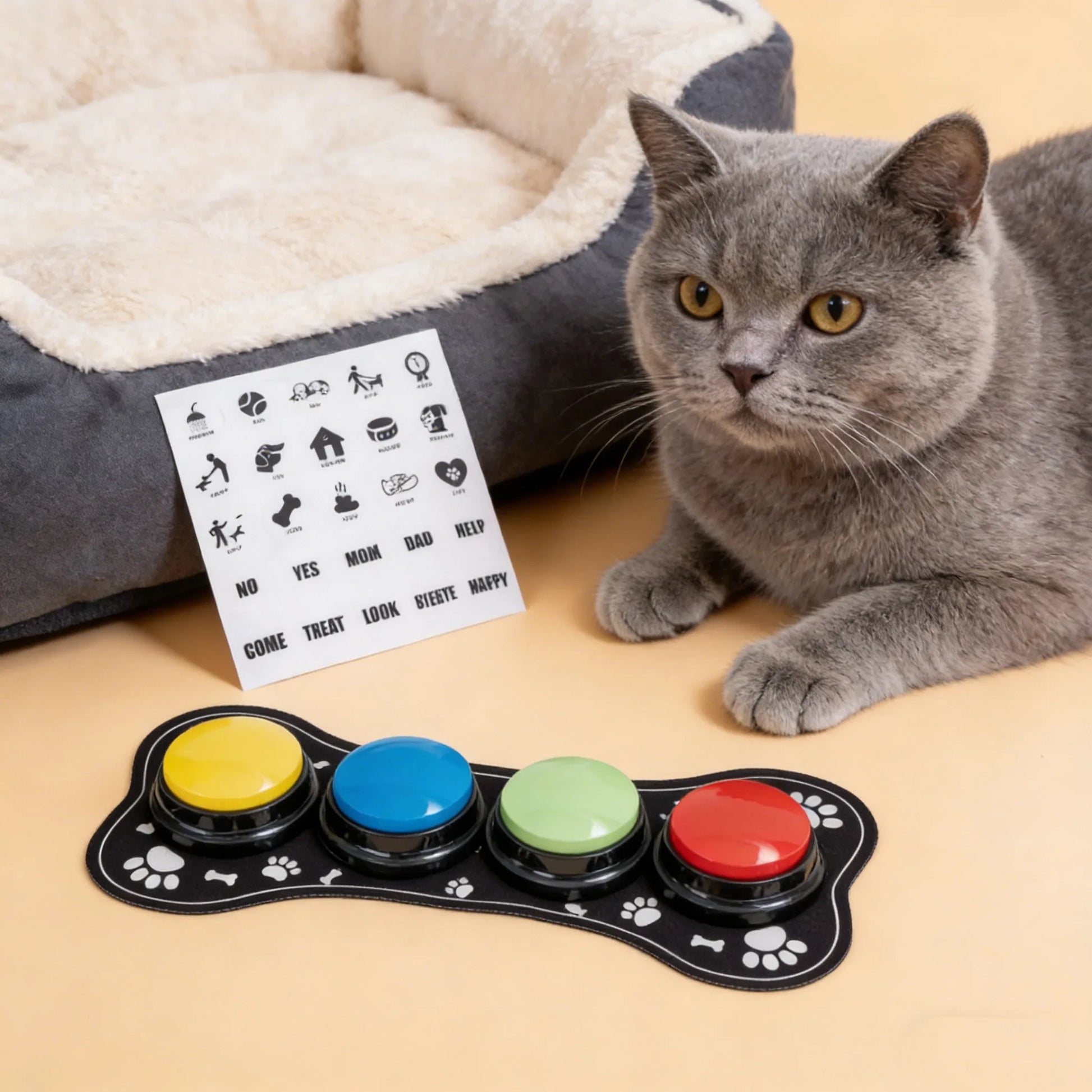 Engage Your Pet with 4PCS Interactive Dog Communication Buttons - Voice Recording & Nonslip Mat for Effective Training and Play!