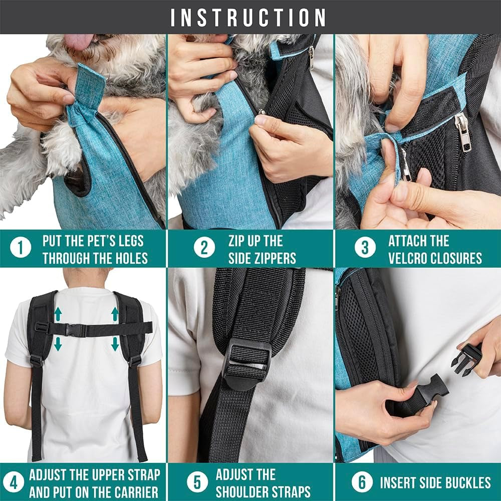 Ultimate Adjustable Dog Carrier Backpack - Comfortable and Ventilated Front Sling for Small Dogs and Cats - Perfect for Hiking, Camping, and Travel - Black