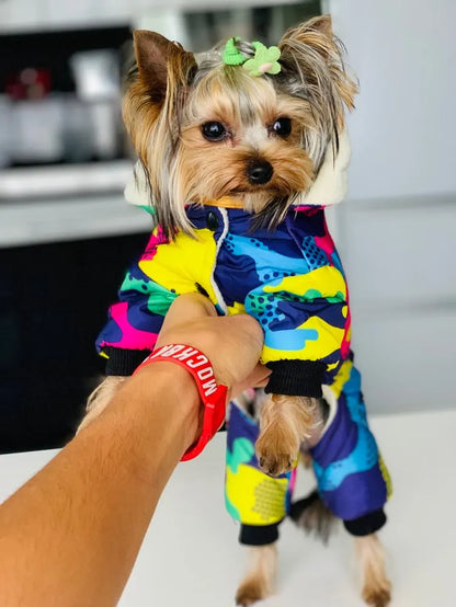 Cozy & Stylish Winter Dog Coat - Windproof Hooded Jumpsuit for Small to Medium Breeds