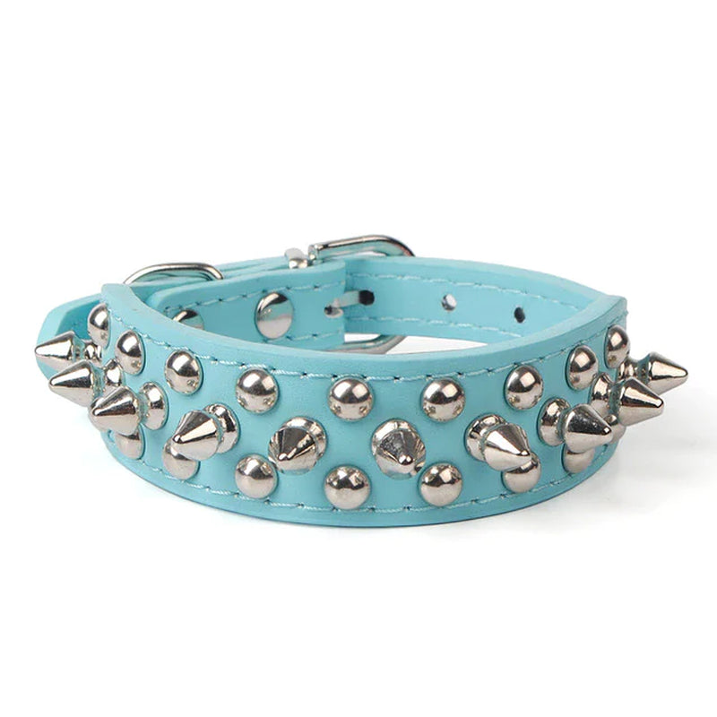 Stylish and Durable Spiked Studded Leather Dog Collar - Adjustable for Small to Large Breeds