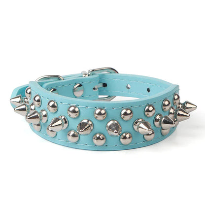 Stylish and Durable Spiked Studded Leather Dog Collar - Adjustable for Small to Large Breeds
