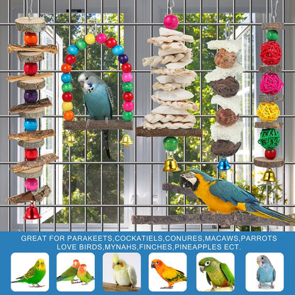 Exciting Wooden Bird Perch Toys - Perfect for Parakeets, Cockatiels, and Small Birds!