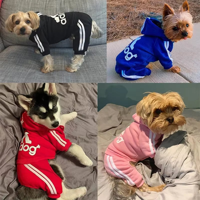 Cozy Adidog Dog Jumpsuit - Stylish Hoodies for Your Puppy, Perfect for Yorkies and French Bulldogs