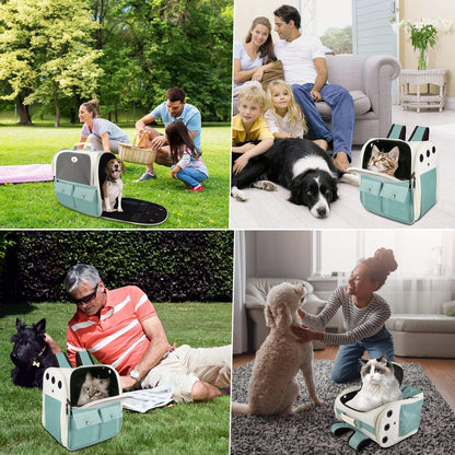 Adventure-Ready Cat Backpack Carrier - Airline Approved, Ventilated Design for Small Pets, Perfect for Hiking and Camping, Holds Up to 15 Pounds in Light Blue