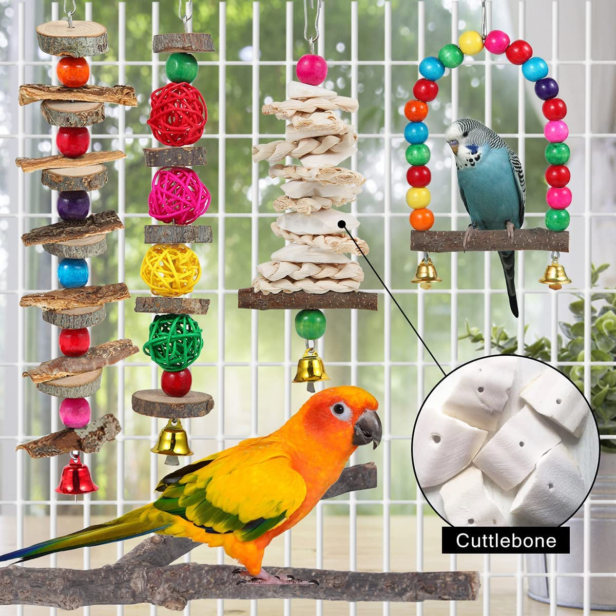 Exciting Wooden Bird Perch Toys - Perfect for Parakeets, Cockatiels, and Small Birds!