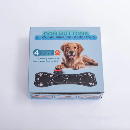 Engage Your Pet with 4PCS Interactive Dog Communication Buttons - Voice Recording & Nonslip Mat for Effective Training and Play!