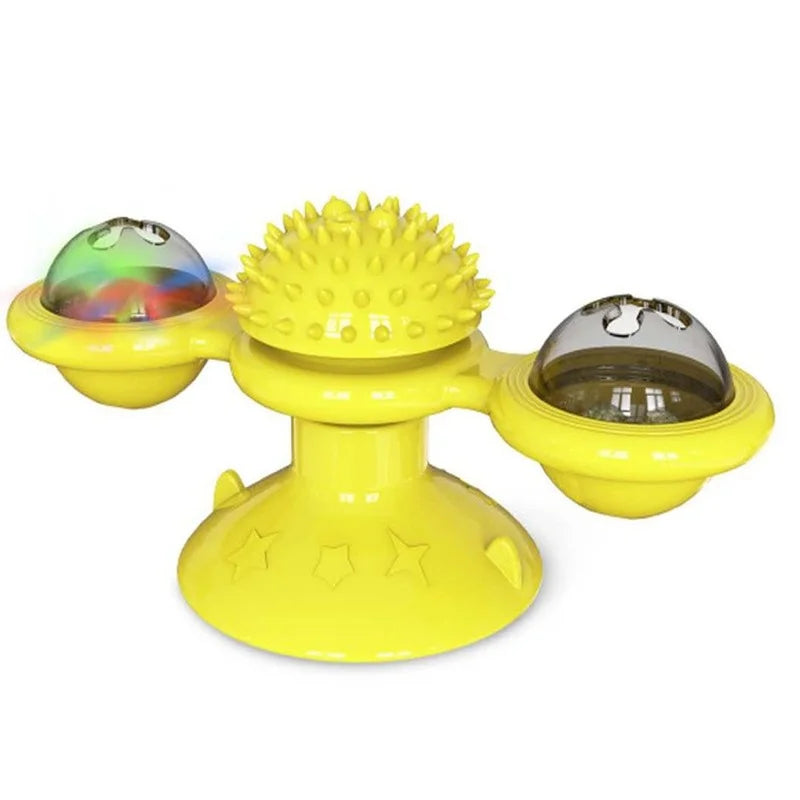Engaging Windmill Cat Toy - Interactive Puzzle Game for Kittens with Whirligig Turntable to Keep Your Feline Friend Entertained and Help Brush Their Teeth!