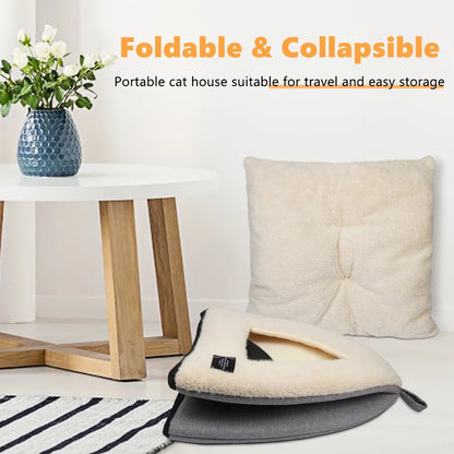 Cozy Triangle Cat Bed with Removable Cushion - Perfect for Cats and Dogs in Silver Gray