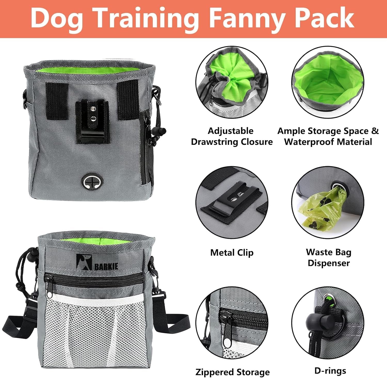 Comprehensive Dog Training Kit - All-in-One Treat Pouch, Fanny Pack, Clickers, Whistle & Guide for Effective Puppy Training (Grey)
