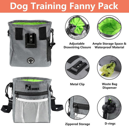 Comprehensive Dog Training Kit - All-in-One Treat Pouch, Fanny Pack, Clickers, Whistle & Guide for Effective Puppy Training (Grey)