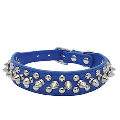 Stylish and Durable Spiked Studded Leather Dog Collar - Adjustable for Small to Large Breeds