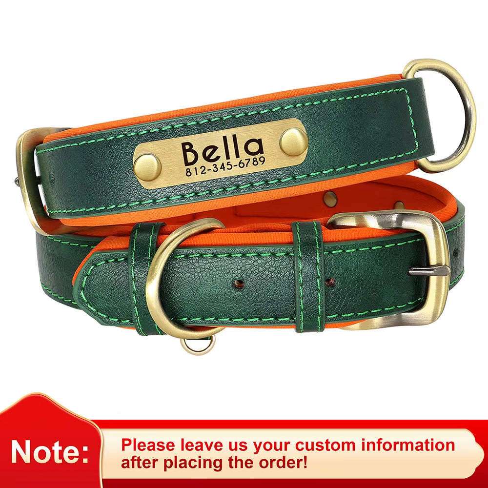Personalized PU Leather Dog Collar with Free Engraving - Soft, Adjustable, and Perfect for All Breeds!